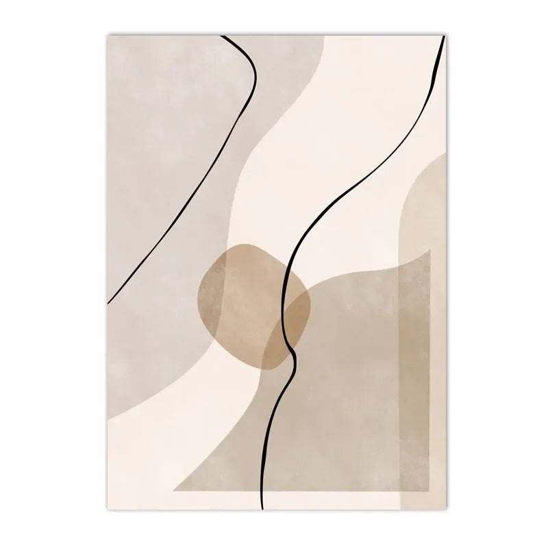Beige Geometric Line Art Canvas – Modern Minimalist Wall Decor