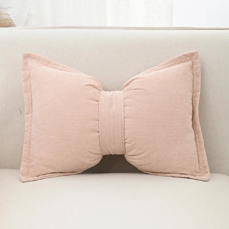Cute Bow Plush Pillow Cover – Soft Decorative Cushion
