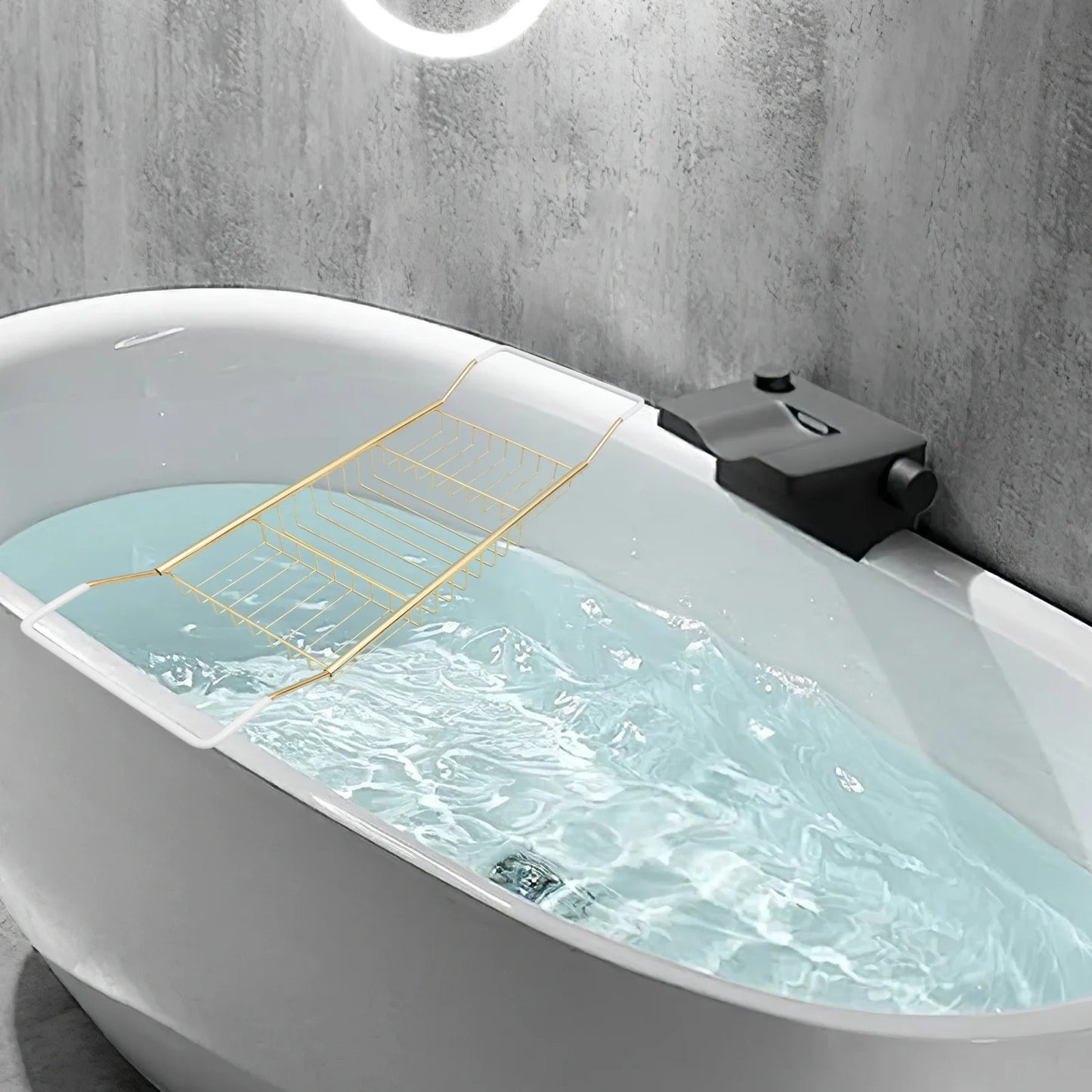 Adjustable Stainless Steel Bathtub Tray — Minimal Spa Organizer