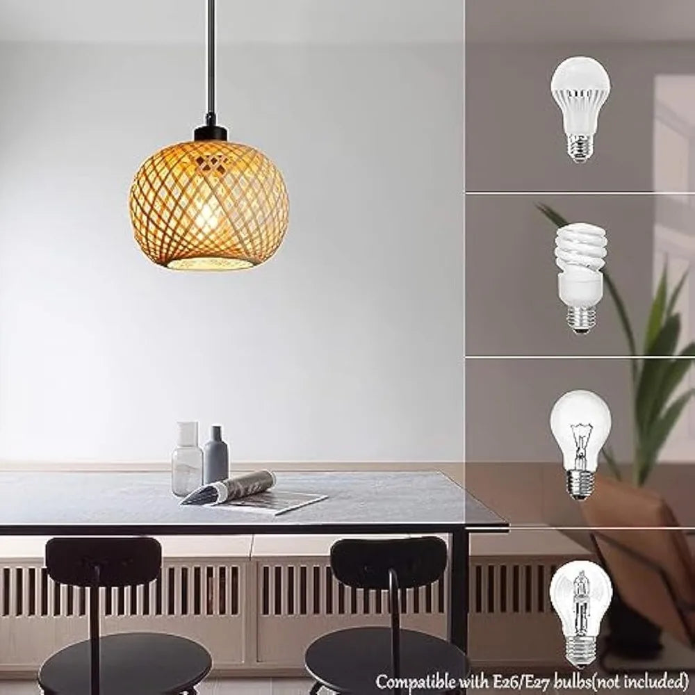 Vintage Bamboo Rattan Pendant Light