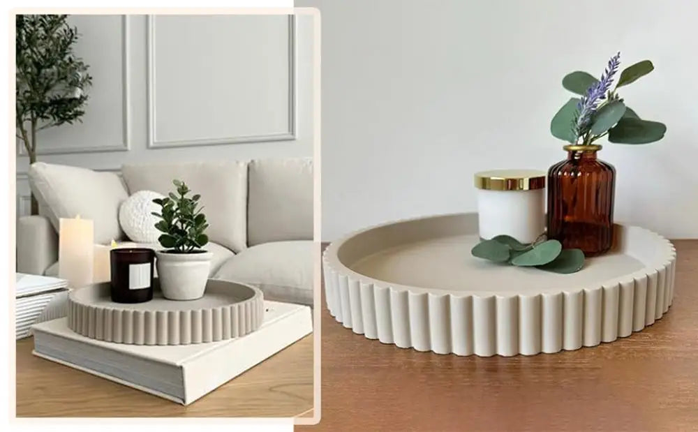 Round Decorative Resin Tray | Minimalist Coffee Table Tray