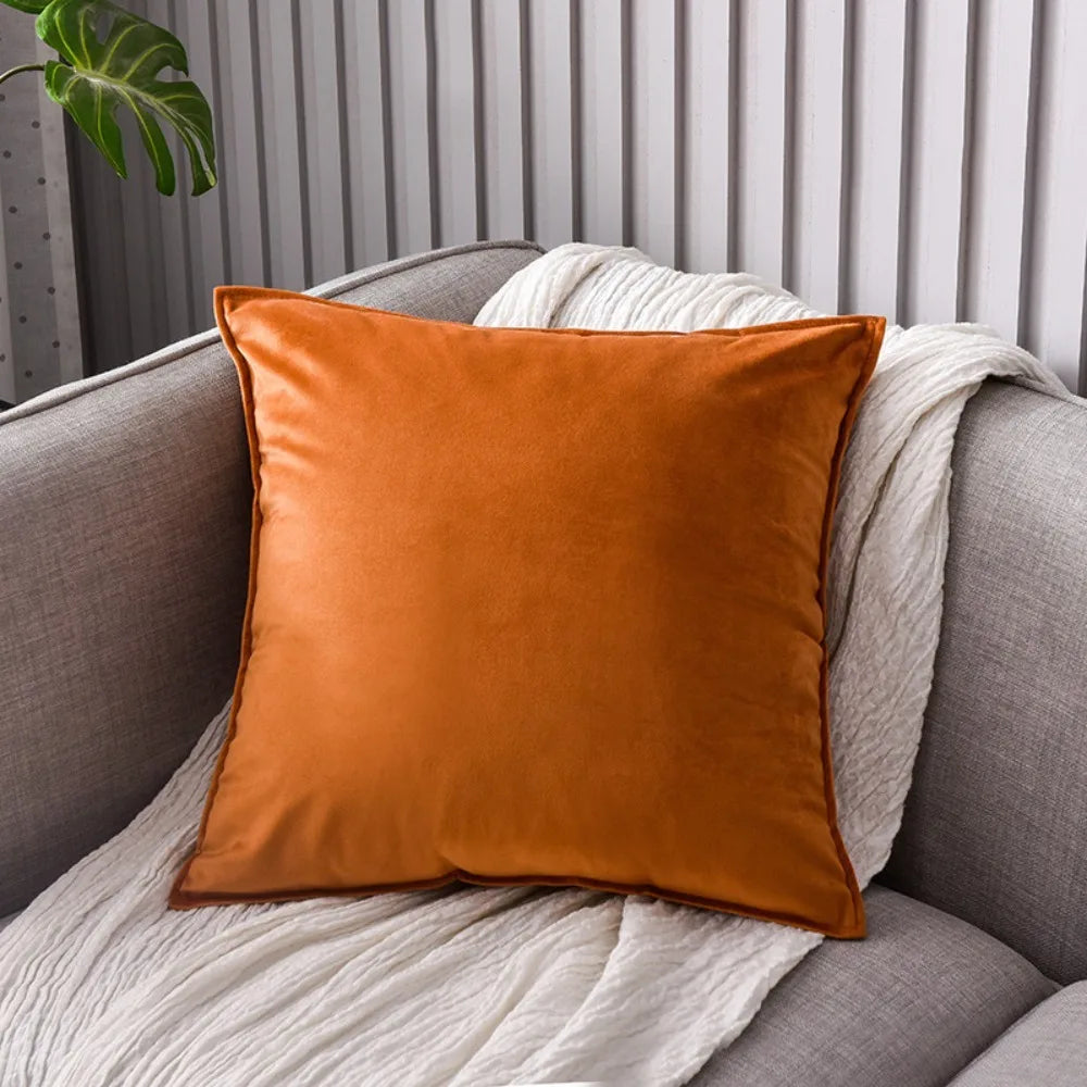 Nordic Velvet Throw Pillow Cover – Solid Color