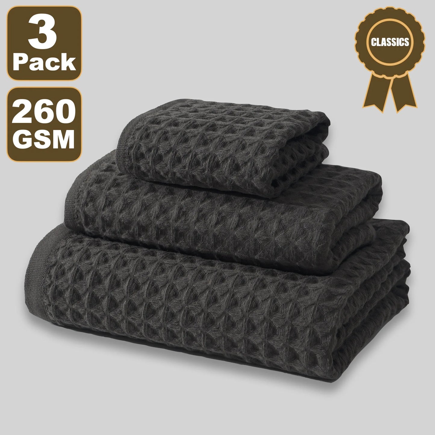 Premium Waffle Weave Cotton Towel Set