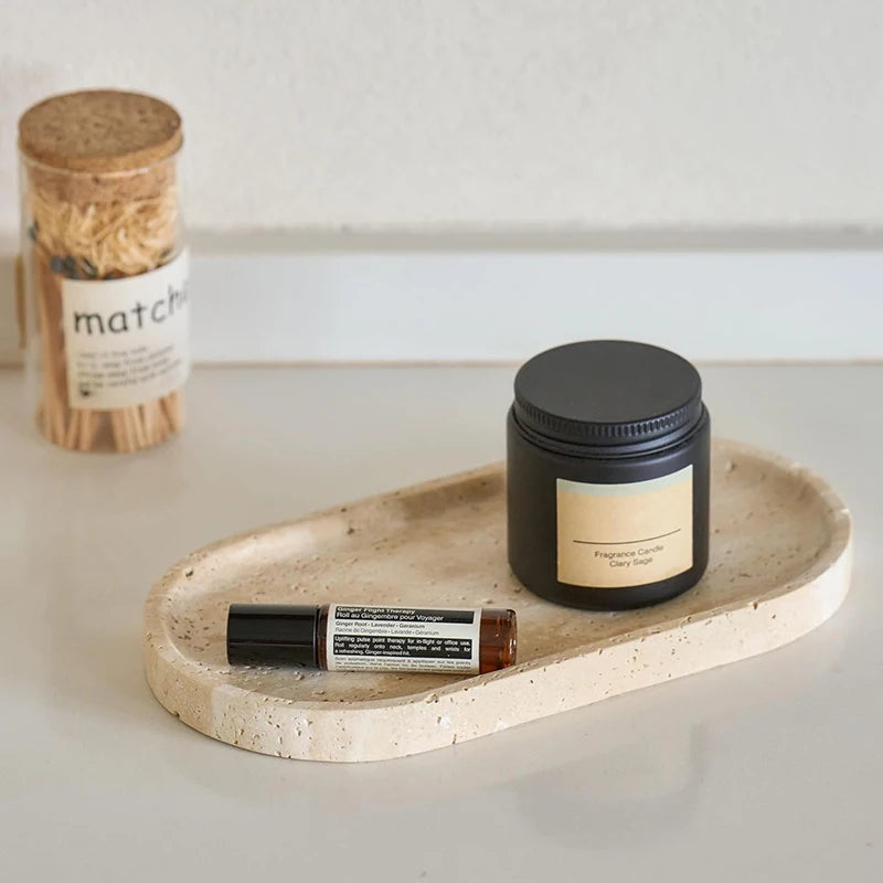 Travertine Vanity Tray | Decorative Bathroom & Kitchen Tray