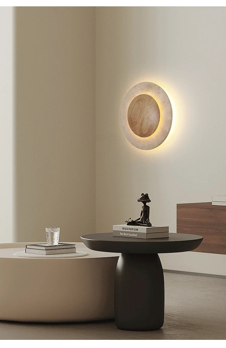 Vintage Travertine Round Wall Lamp | Ambient Wall Light