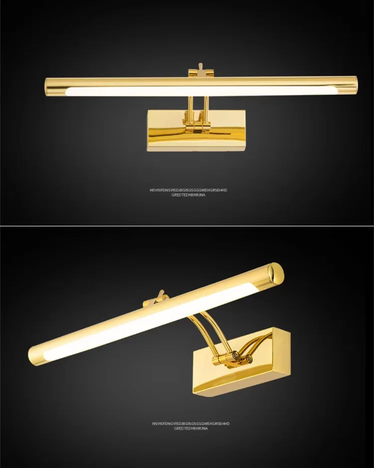 Rechargeable Gold Picture Light — Adjustable Dimmable Wall Sconce