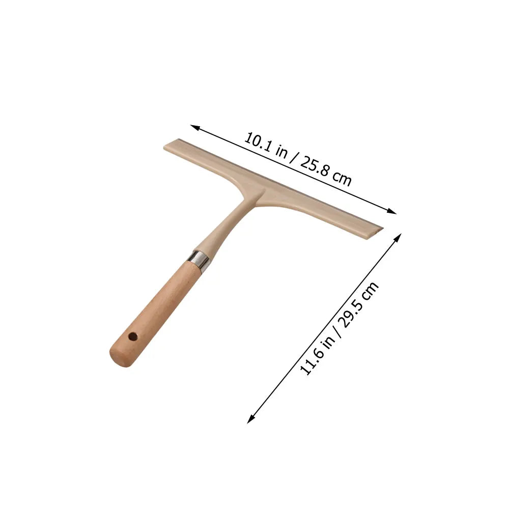 Wood Handle Glass Cleaning Tool | Stainless Steel Window & Shower Squeegee Mirror Car Windshield Wiper Durable Water