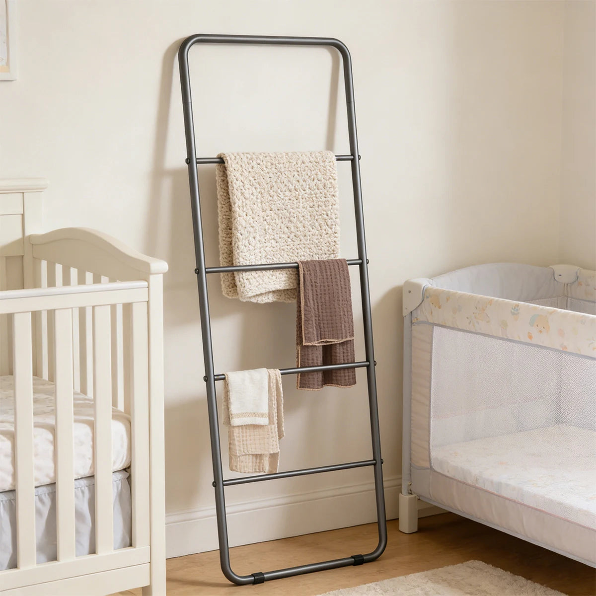 4-Tier Metal Towel Ladder Rack, Freestanding Towel Storage Shelf for Bathroom, Towel Drying Rack  Hanger Stand Accessories