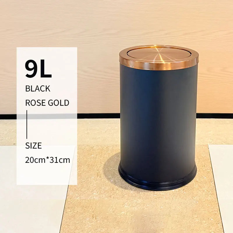 Luxury Gold Bathroom Trash Can with Swing Lid