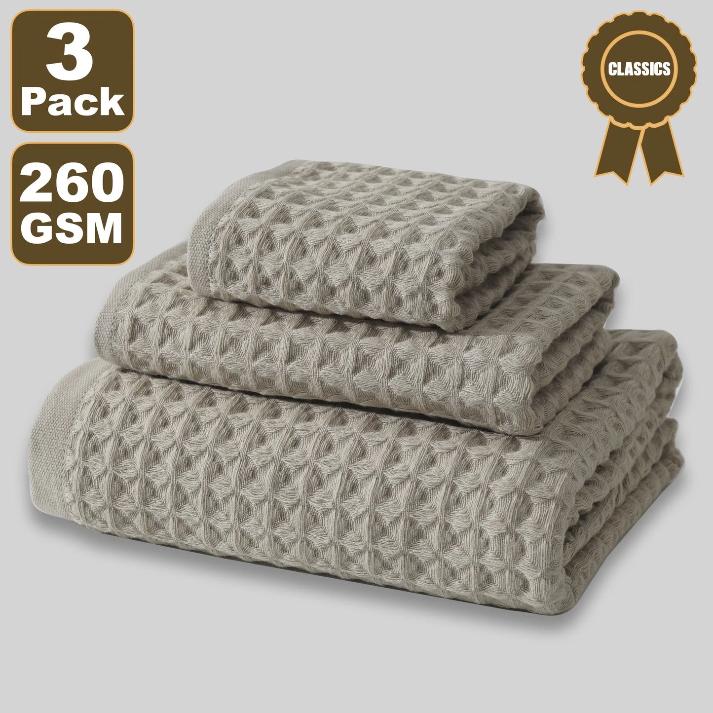Premium Waffle Weave Cotton Towel Set