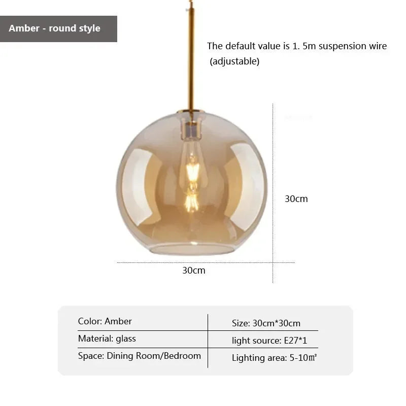 Nordic Glass Pendant Lamp | Modern Hanging Ceiling Light