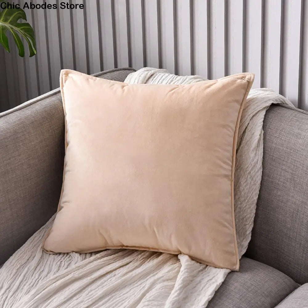 Nordic Velvet Throw Pillow Cover – Solid Color