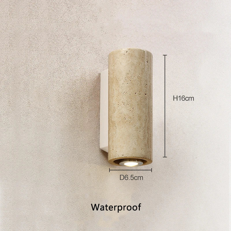 Japanese Wabi-Sabi Travertine Wall Light | Stone Sconce