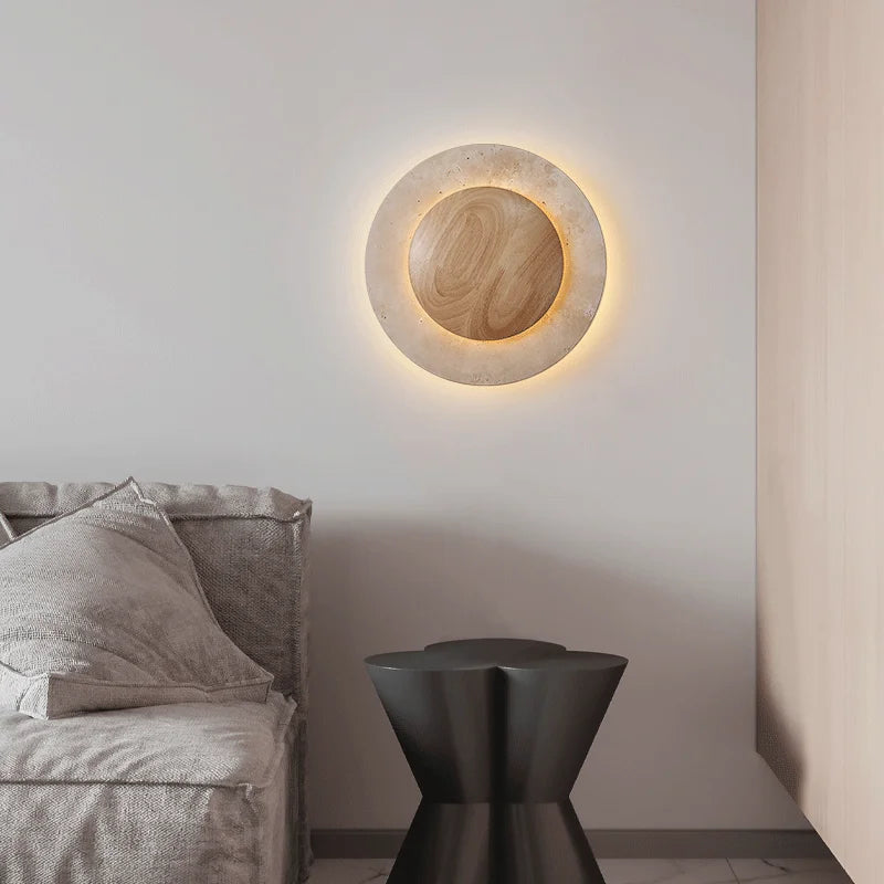 Vintage Travertine Round Wall Lamp | Ambient Wall Light