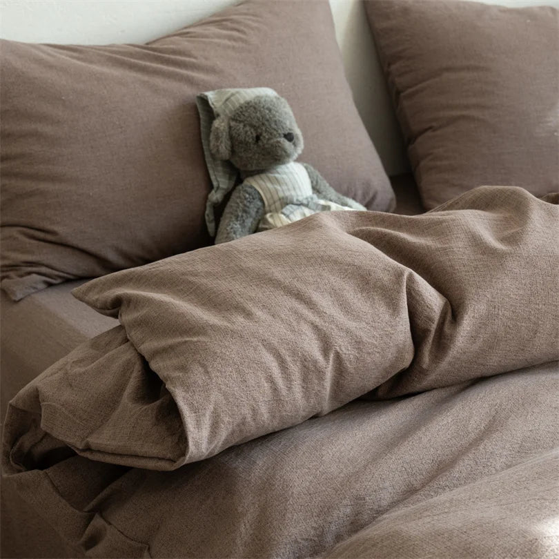 Dreamreal 100% Linen Bedding Set (4-Piece) | Breathable Cooling Sheet + Duvet Cover