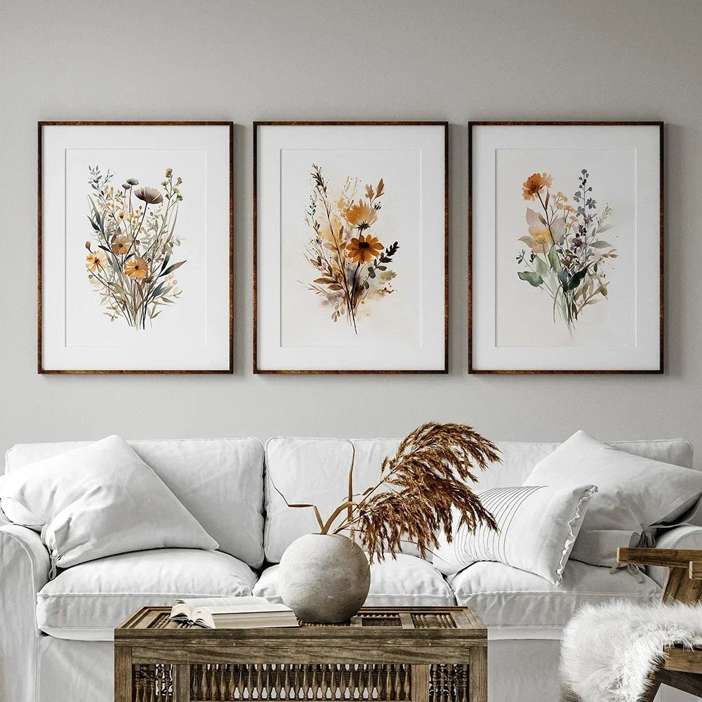 Scandinavian Watercolor Wall Art – Neutral Botanical Prints
