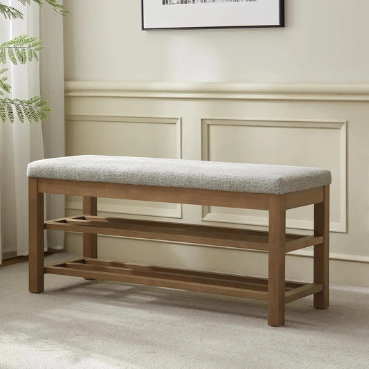 Upholstered Entryway Bench with Shoe Storage | Modern Wooden Bench