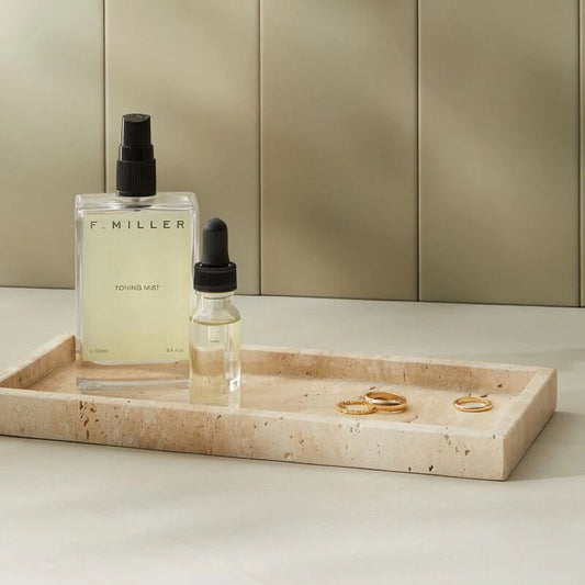 Travertine Vanity Tray | Decorative Bathroom & Kitchen Tray