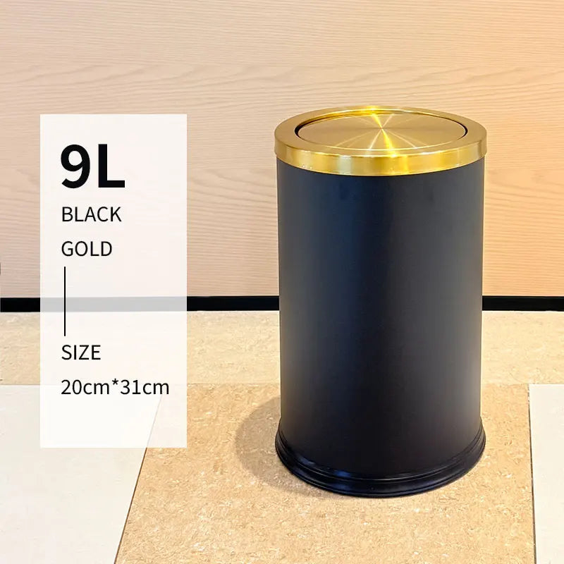 Luxury Gold Bathroom Trash Can with Swing Lid