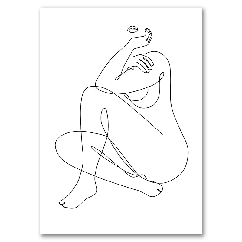 Feminine Nude Line Art Print – Modern Minimalist Canvas
