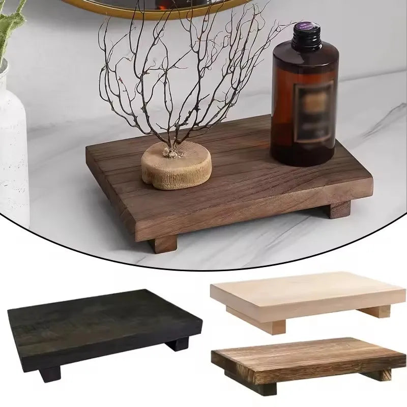 Wood Pedestal Vanity Tray