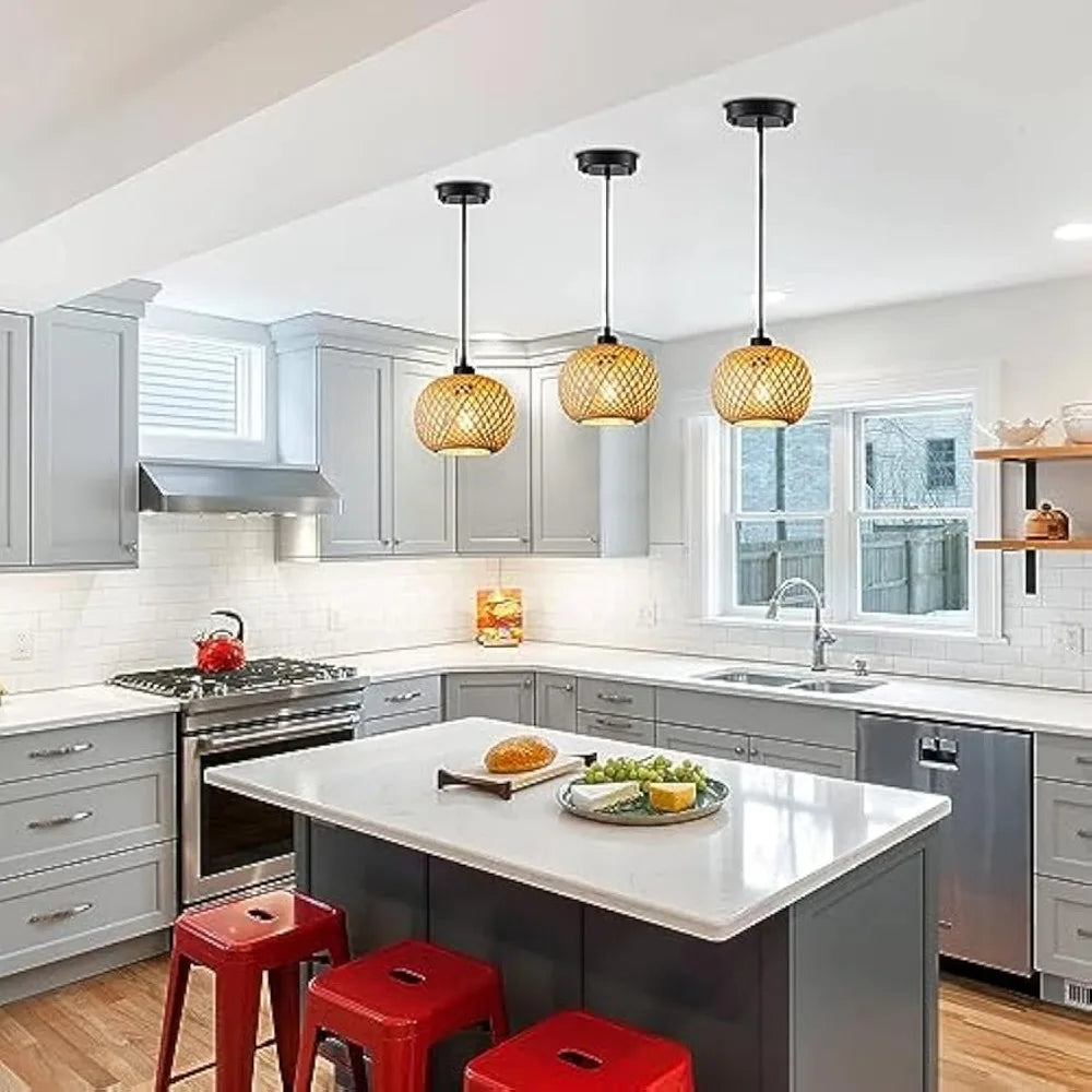 Vintage Bamboo Rattan Pendant Light