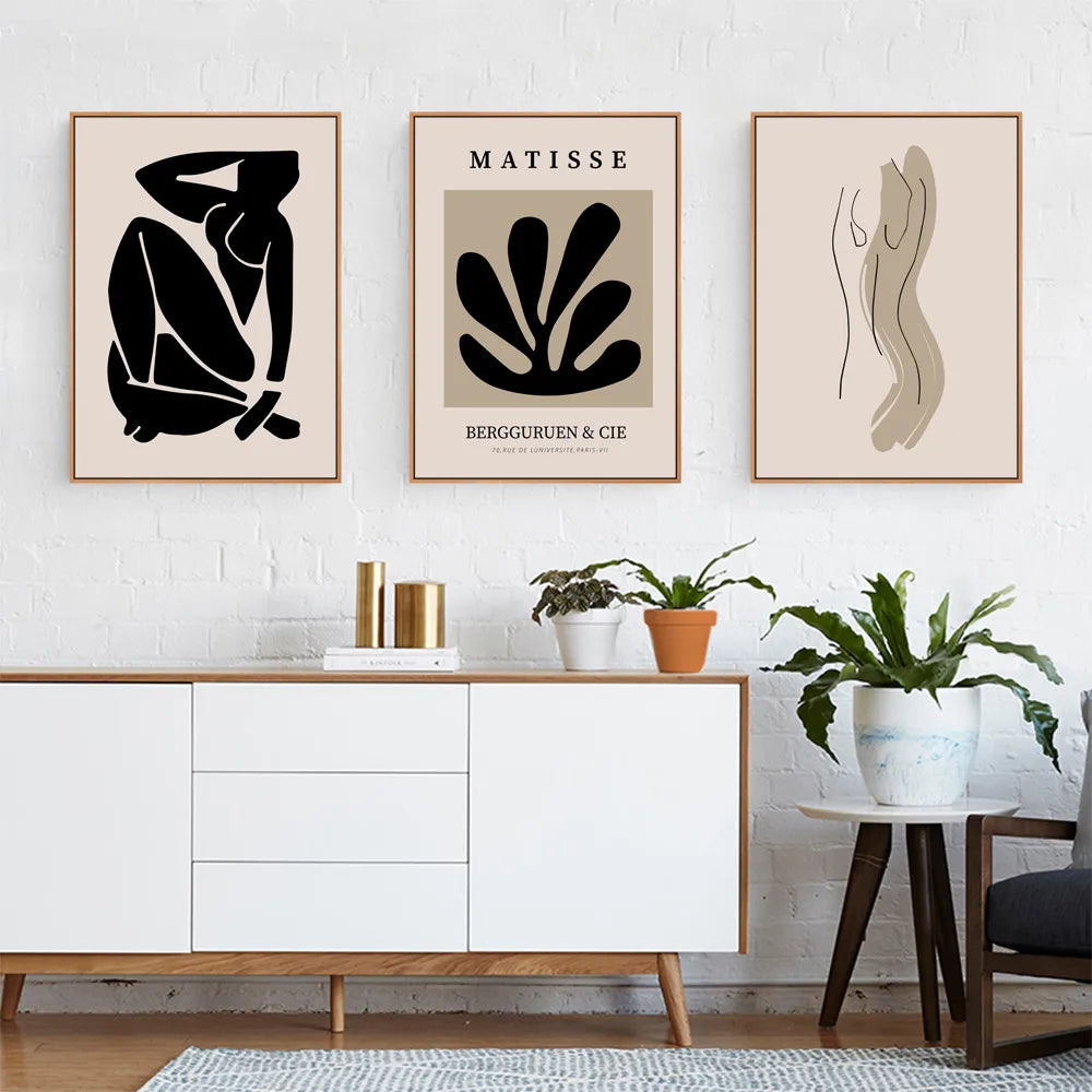Abstract Matisse Line Art Canvas – Minimalist Modern Wall Decor