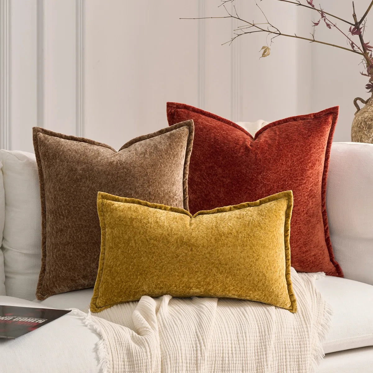 Retro Chenille Luxury Pillow Cover — Soft Textured Cushion Case