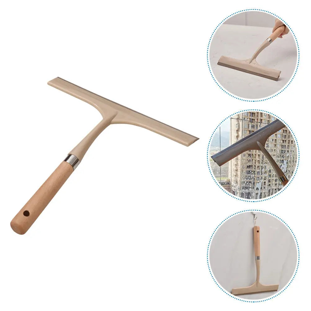 Wood Handle Glass Cleaning Tool | Stainless Steel Window & Shower Squeegee Mirror Car Windshield Wiper Durable Water