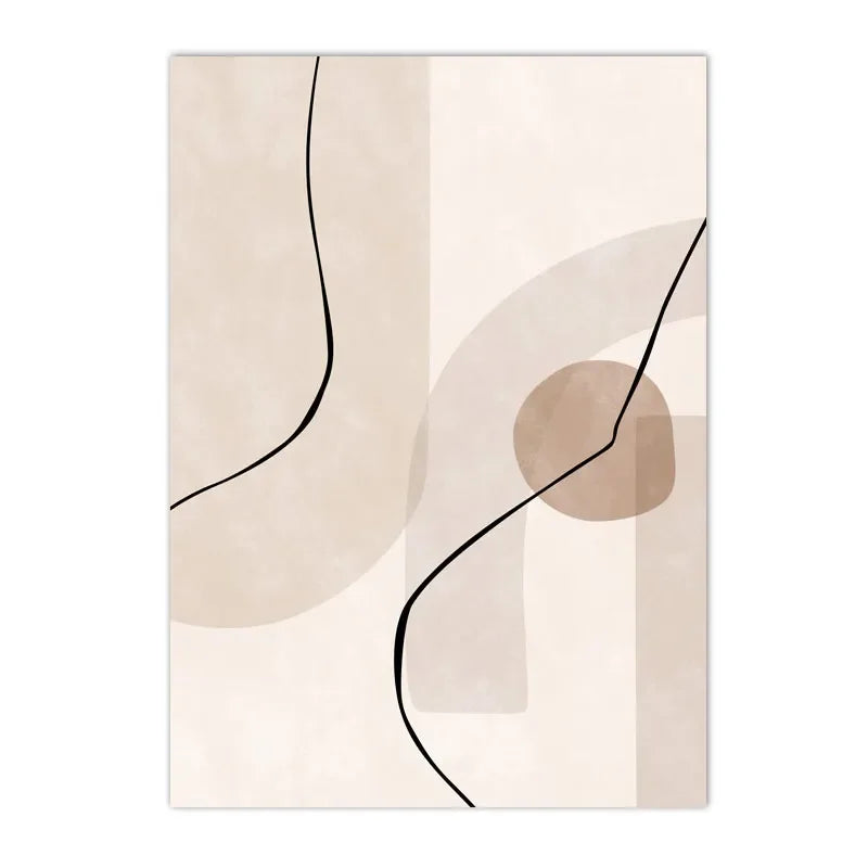 Beige Geometric Line Art Canvas – Modern Minimalist Wall Decor