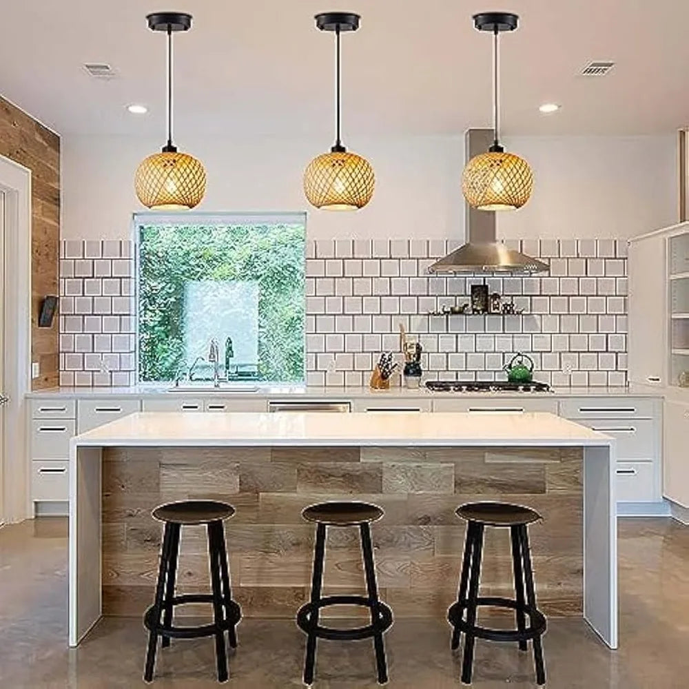 Vintage Bamboo Rattan Pendant Light