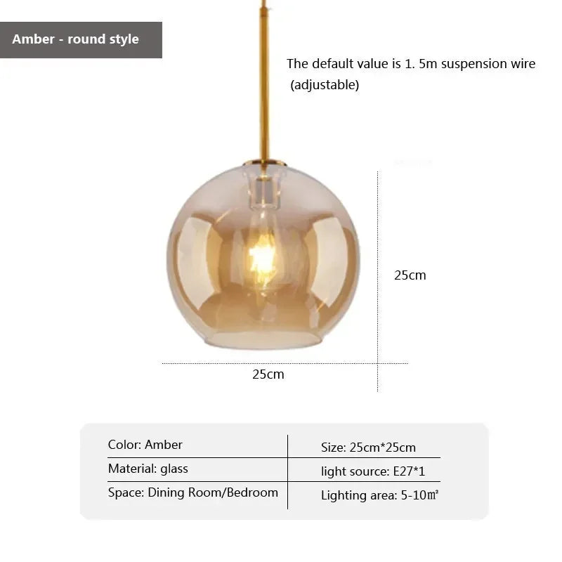 Nordic Glass Pendant Lamp | Modern Hanging Ceiling Light
