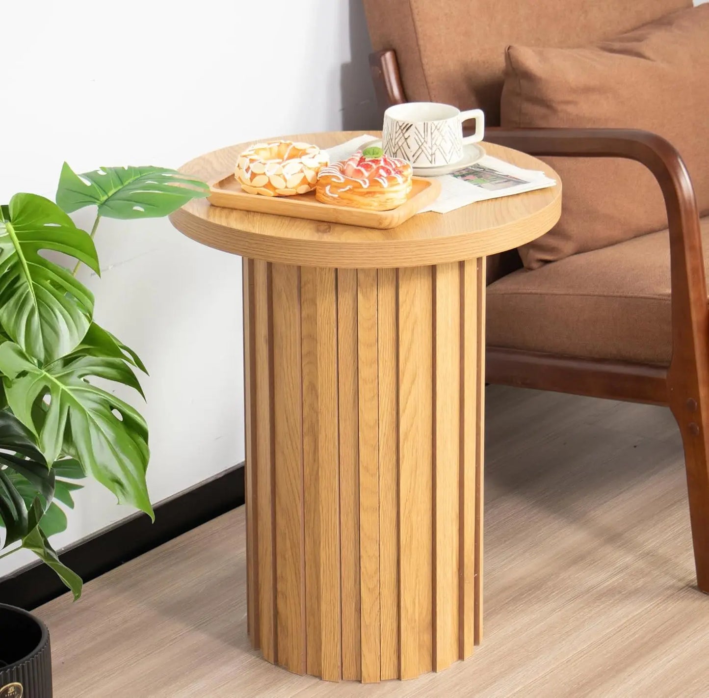 Farmhouse Pedestal Side Table — Minimal Accent Table