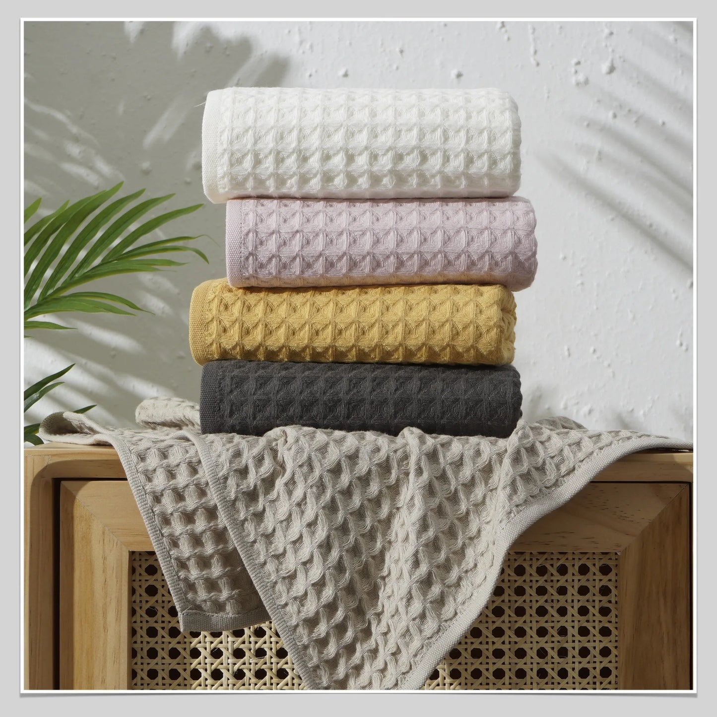 Premium Waffle Weave Cotton Towel Set