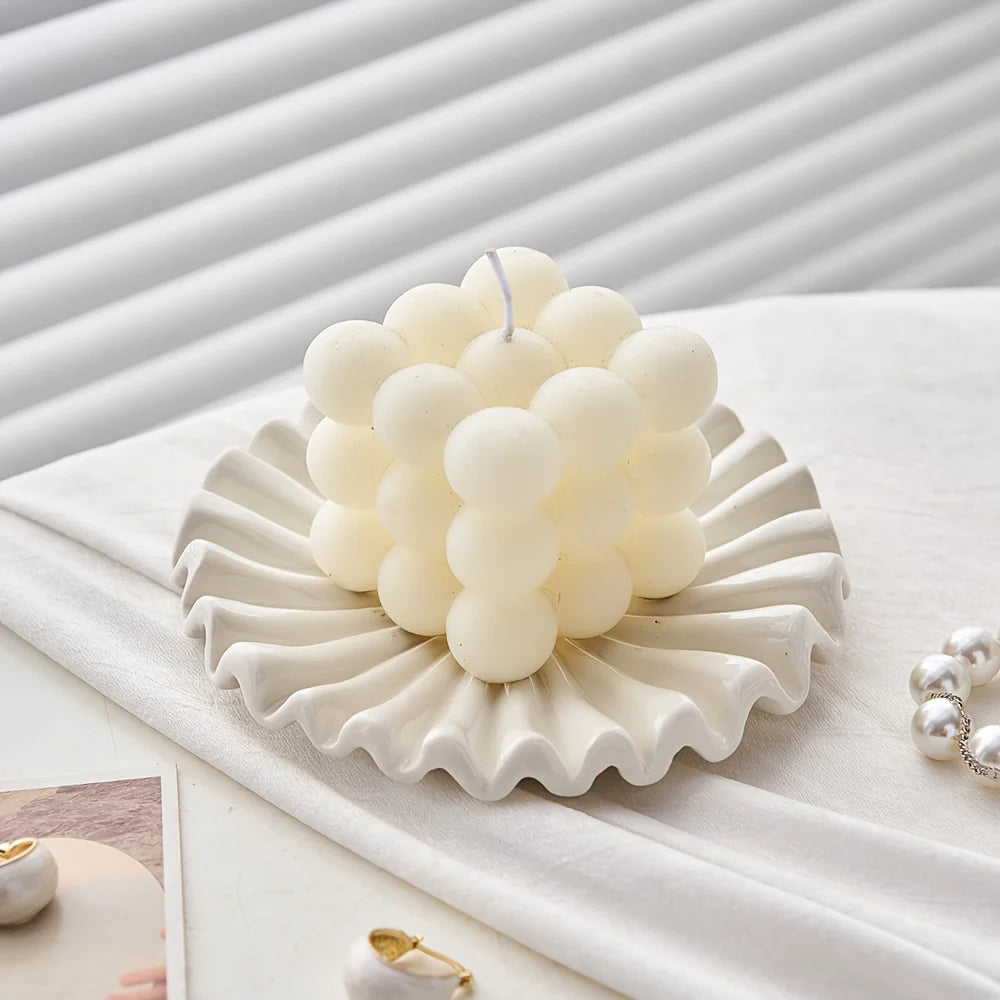 Ceramic Ruffle Jewelry Tray | Scalloped Decorative Dish