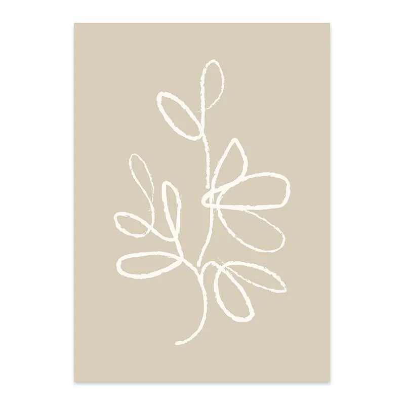 Boho Beige Matisse Line Art Print – Minimalist Canvas Wall Decor