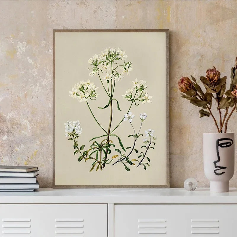 6-Piece Neutral Botanical Wall Art Set – Vintage Floral Prints