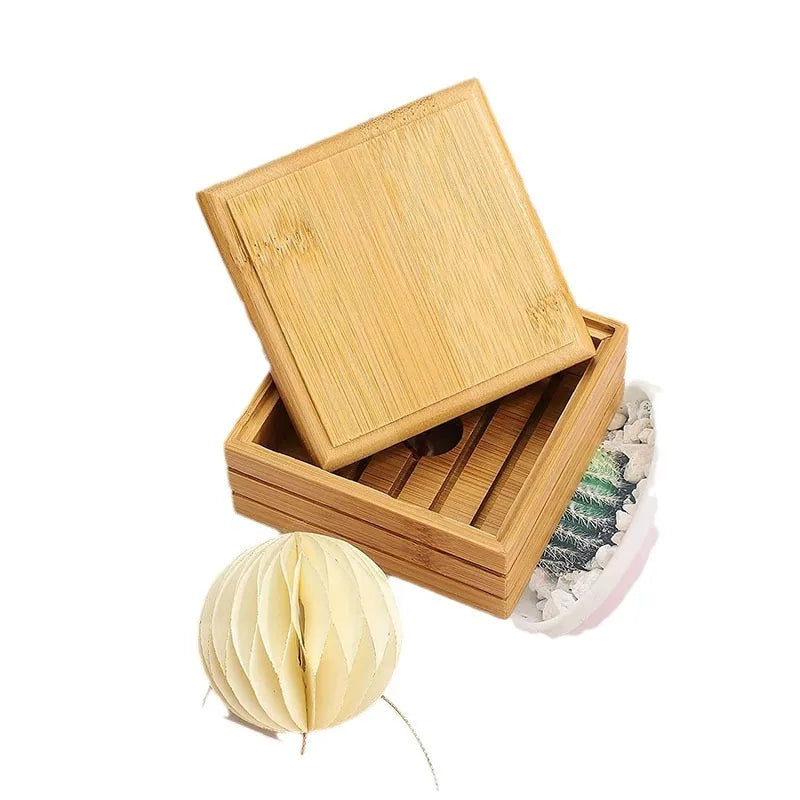 Bamboo Soap Dish with Lid – Draining Soap Saver for Shower & Sink