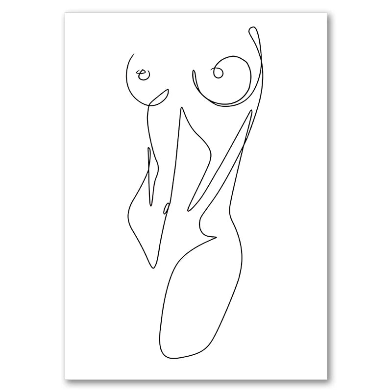 Feminine Nude Line Art Print – Modern Minimalist Canvas
