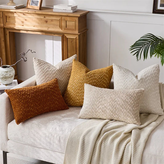 Soft Chenille Throw Pillow Cover – Caramel Cushion Cover