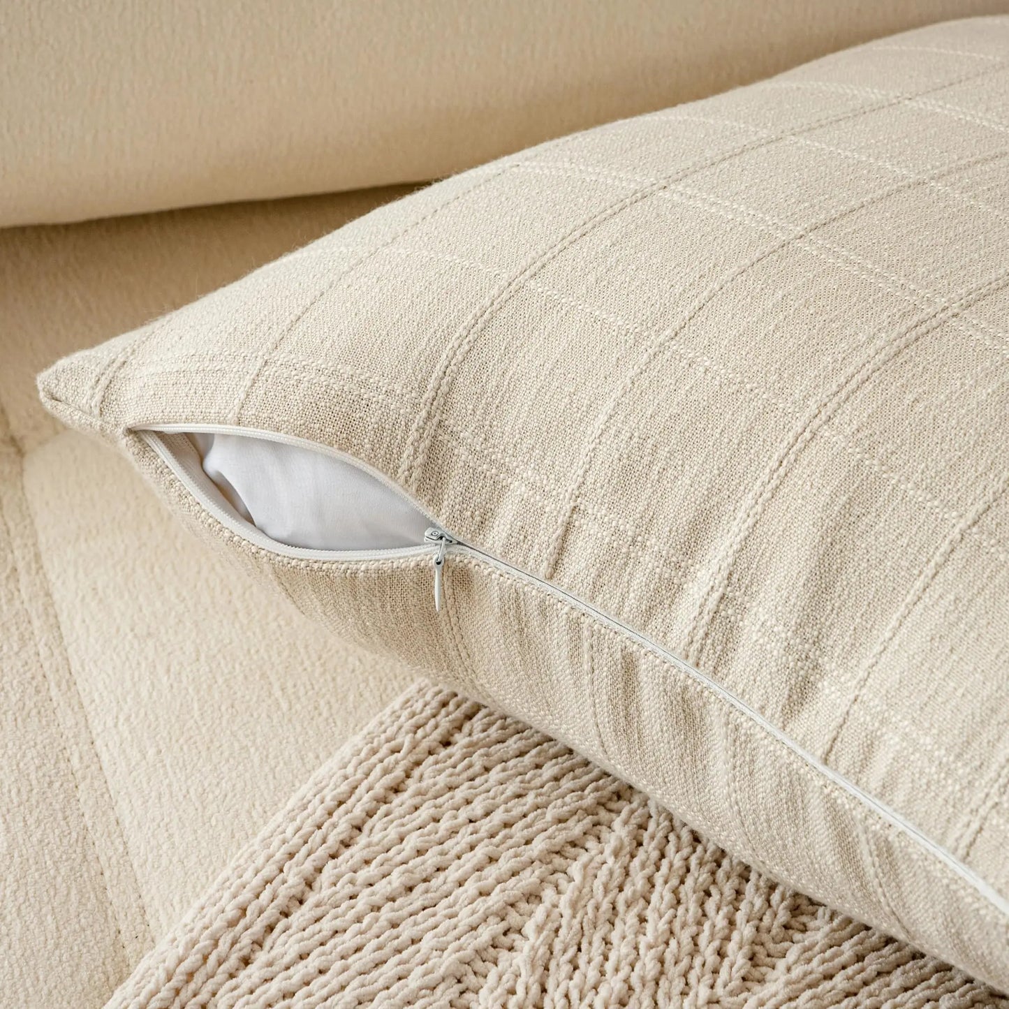 Neutral Linen Pillow Covers | Textured Decorative Cushion Covers