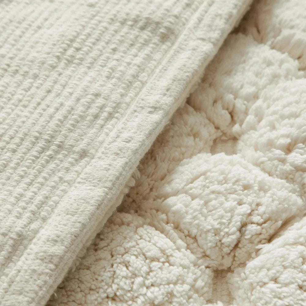 Ivory 2-Piece Cotton Bath Rug Set | Soft Machine Washable Bathroom Mats