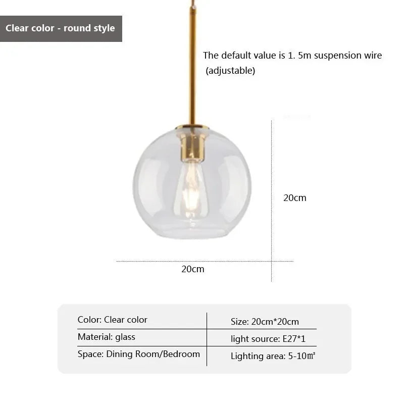 Nordic Glass Pendant Lamp | Modern Hanging Ceiling Light