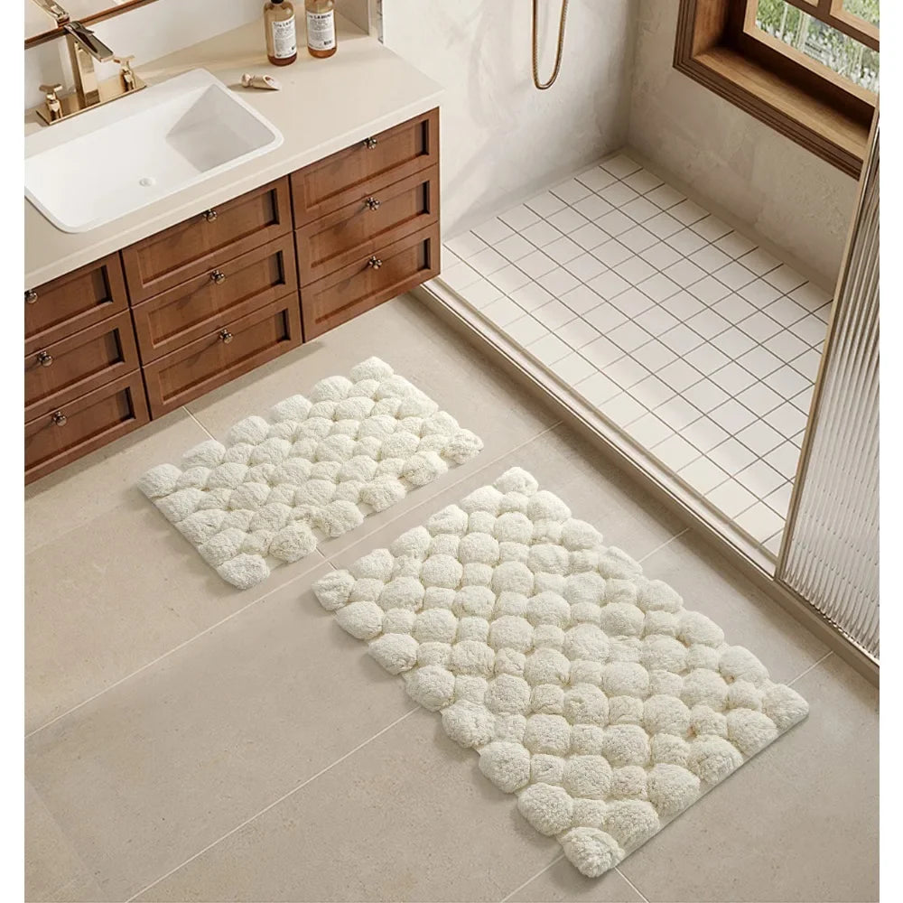 Ivory 2-Piece Cotton Bath Rug Set | Soft Machine Washable Bathroom Mats