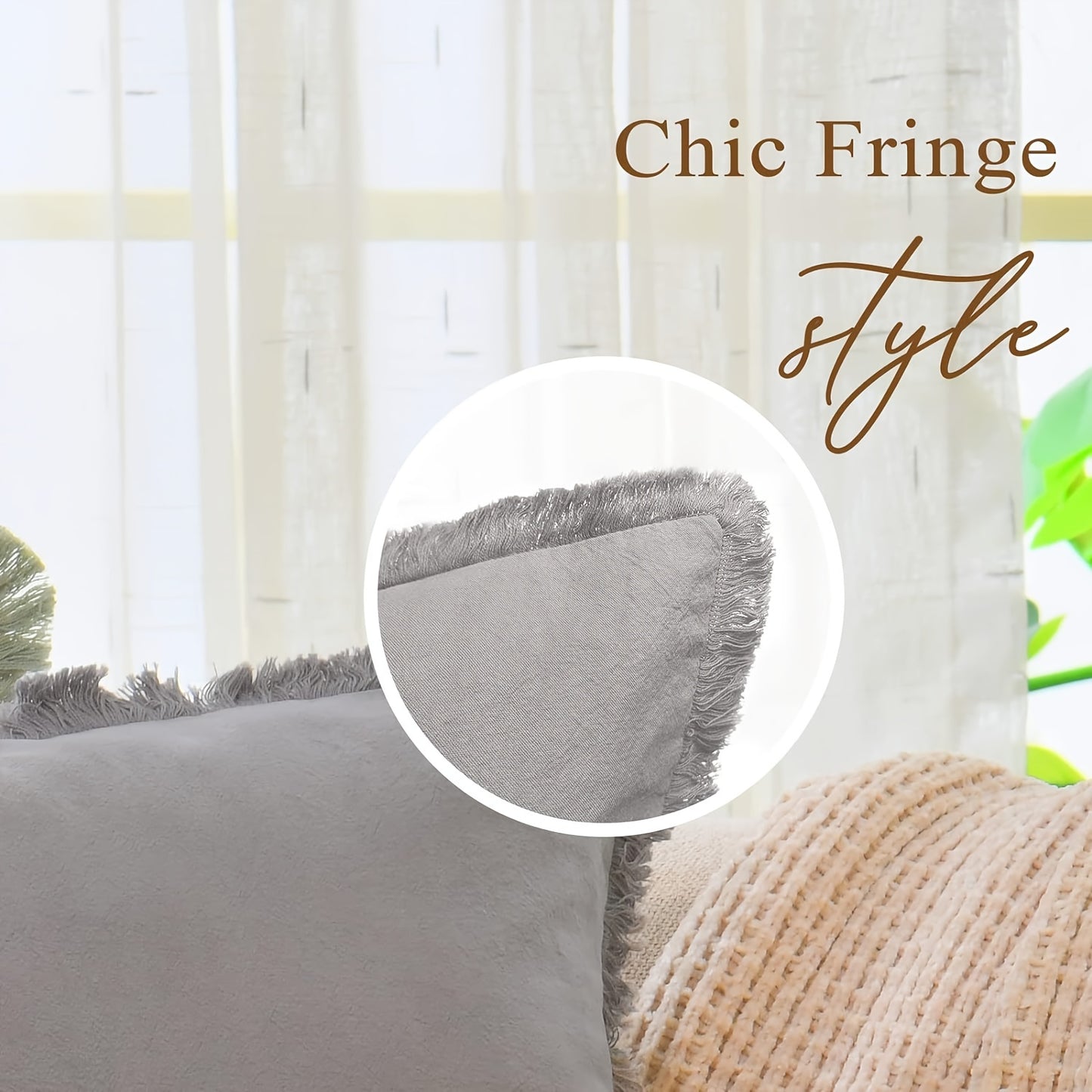 Boho Fringed Cushion Cover – Textured Decorative Accent
