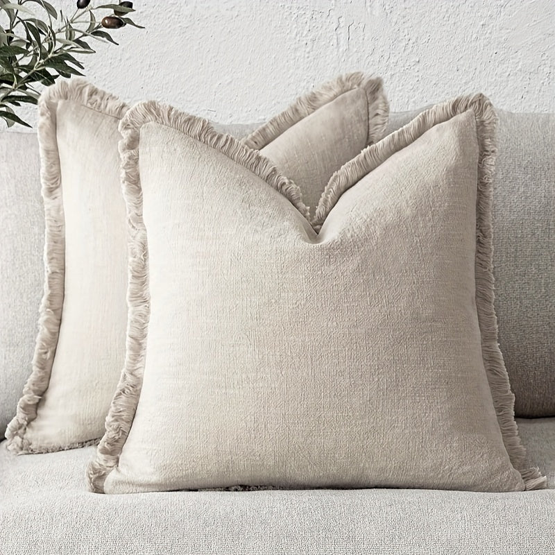 Boho Fringed Cushion Cover – Textured Decorative Accent