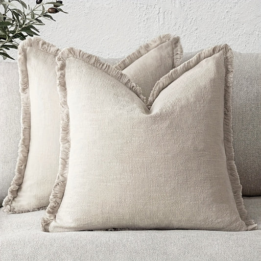 Boho Fringed Cushion Cover – Textured Decorative Accent